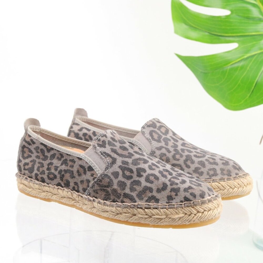 Free People Womens Canyon Slip On Size 7 Gray Suede Leopard Espadrille Flat